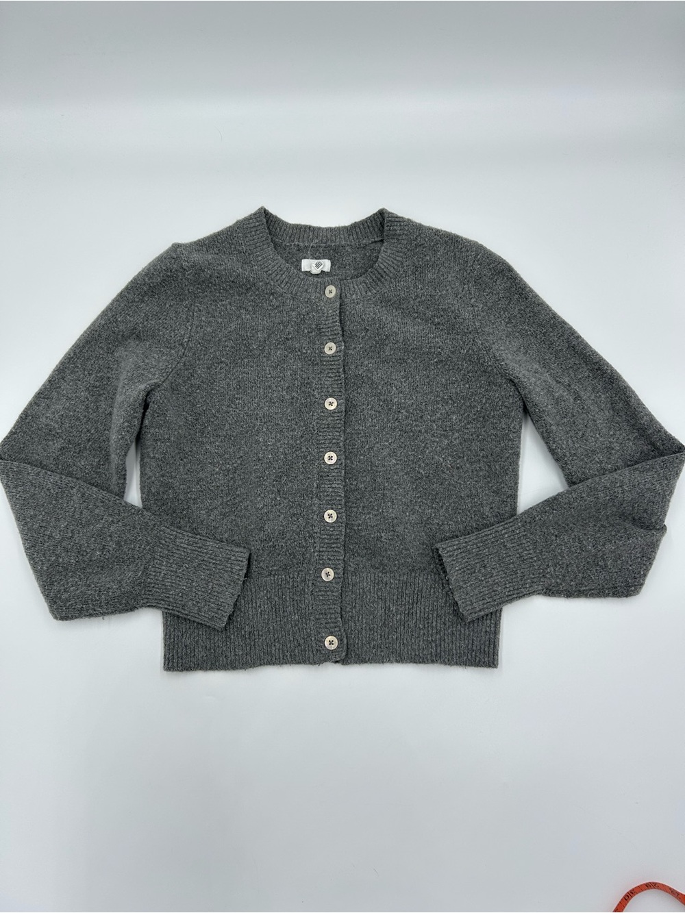 aerie Dark Gray Wool Blend Crewneck Button Cardigan S/P